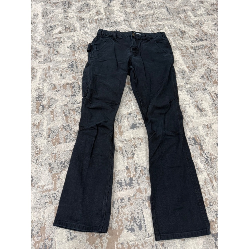 Carhartt Rugged Flex Straight Fit Duck Tapered Leg Work Pants Black 31x32